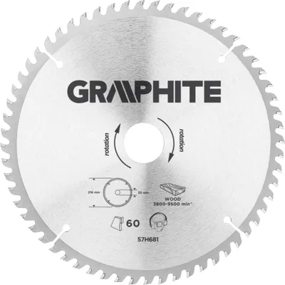 Obrázok produktu pre GRAPHITE Pilový kotúč, široký, 216 x 30 mm, 60 zubov
