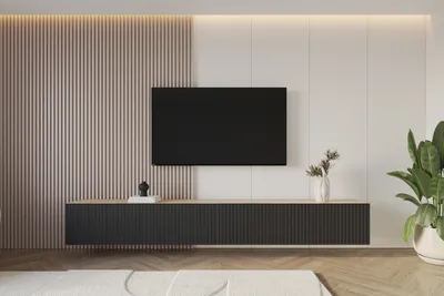 Produktbild von ALTDECOR TV-Schrank KITO-W mit Gefrästen Fronten 3x100x40x40 Lowboard hängend, TV Möbel, TV Cabinet, Fernsehtisch, Fernsehschrank, TV Kommode, TV Tisch, TV Sideboard, TV Board - Artisan / Katania