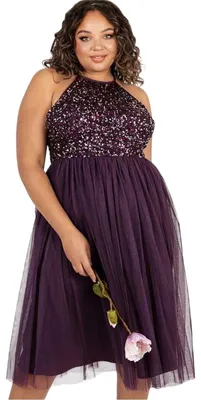 Produktbild von Maya Deluxe - "De Bardot" Midikleid für Damen, Schulterfrei GT37503 (50 DE) (Beerenrot)