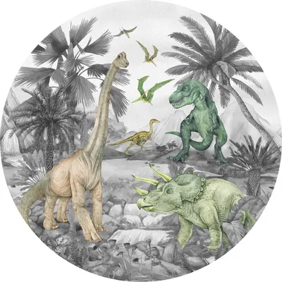 Obrázok produktu pre Sanders & Sanders samolepiaca okrúhla tapeta Dinosaurus sivá Ø 70 cm
