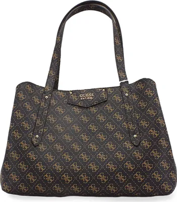 Produktbild von Guess Eco Brenton Frauen Kunstleder Girlfriend Satchel Tasche Braun – Einheitsgröße / Braun