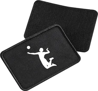Produktbild von Huuraa Patch Volleyball Silhouette Black 10 x 6,5cm Baumwolle Klettpatch für Mütze Geschenkidee