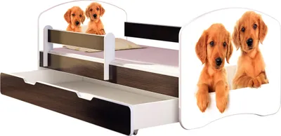 Produktbild von ACMA Jugendbett Kinderbett Junior-Bett Komplett-Set mit Matratze Lattenrost und Rausfallschutz Wenge 39 Welpen 180x80 + Bettkasten