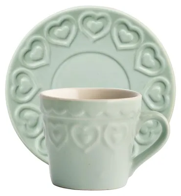 Produktbild von H&H – Fairylove – Aquamarinfarbene Kaffeetassen mit Untertasse, 4er-Set, CC165