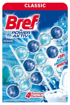 Produktbild von Bref Power Aktiv WC Duftspüler Ocean, 3 Stück - kraftvolle Reinigung & langanhaltende Frische