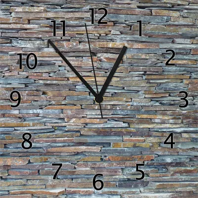 Produktbild von Wallario Design Wanduhr Natursteinmauer in grau braun aus Echtglas, Größe 30 x 30 cm