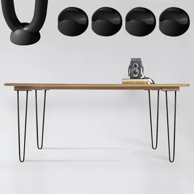 Produktbild von Mucola Tischbeine 4er Set Hairpin Leg Haarnadelbeine Tischgestell Tisch Tischkufen Esstisch Tischbein - Schwarz 2 Streben 30CM