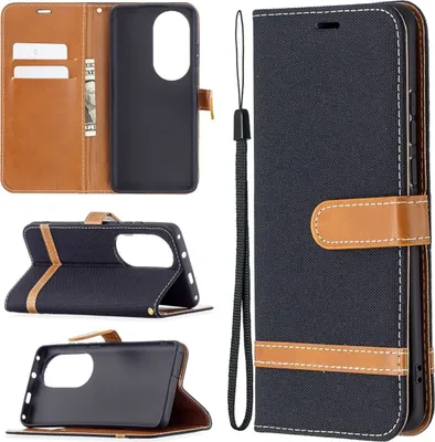 Produktbild von König Design Hülle kompatibel mit Huawei P50 Pro Kunstleder Handyhülle - Handy Case Schwarz