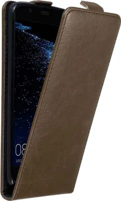Produktbild von Cadorabo Hülle für Huawei P10 PLUS Schutz Hülle in Braun Flip Etui Handyhülle Case Cover