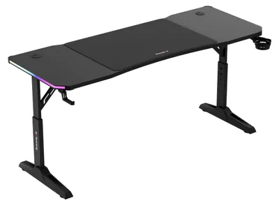 Zdjęcie produktu dla Biurko gamingowe - regulowana wysokość - 160 x 60 cm - czarne