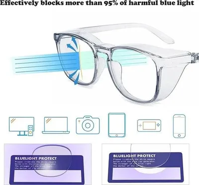 Produktbild von Schutzbrille, beschlagfrei, mit Aufbewahrungstaschen – Blaulichtfilterbrille – Staub- und UV-Schutz – für Damen und Herren, Laborarbeit