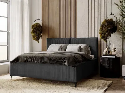 Obrázok produktu pre Čalúnená manželská posteľ 180x200 SKUMA - tmavá šedá