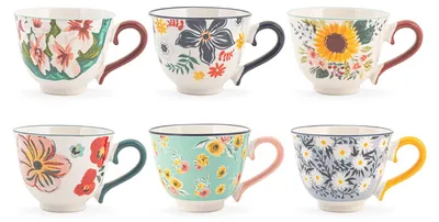 6 Teetassen mit Untertassen, New Bone China, 220 ml, spülmaschinenfest