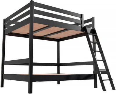 Immagine prodotto di Letto a castello a 2 posti 140x200 per adulti Scala in legno Sylvia - Nero