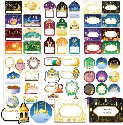 Produktbild von Labelsticker-Set für Eid Mubarak Dekoration - 162 Stück - islamische Partyartikel