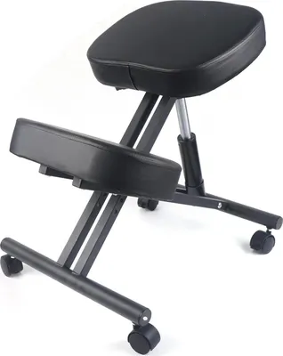 Produktbild von Ergonomischer Kniestuhl - Bürohocker ohne Rollen - Höhenverstellbar 50-60 cm - Gepolsterter Sitz - Metallgestell aus Stahl