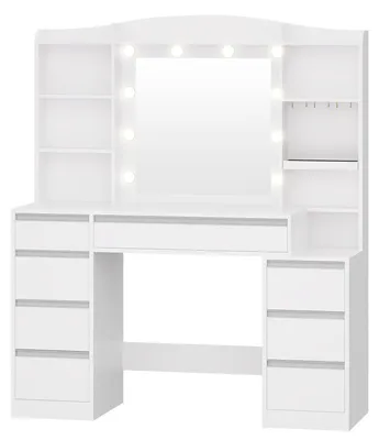 Immagine prodotto di Tavolo da trucco - Comodino da trucco - Tavolo per il trucco - Tavolo per la bellezza - Organizzatore per il trucco - Illuminazione LED, 3 colori