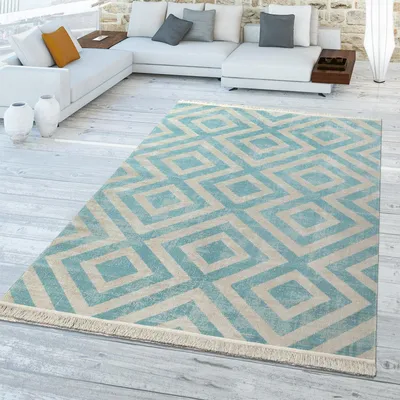 Produktbild von TT Home In-& Outdoorteppich Wetterfest Balkon Teppich Küche Rauten Design Soft Skandi Design Geometrisches Design Größe 120x170 cm