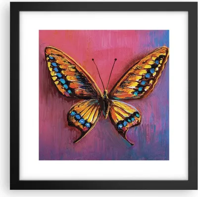 Produktbild von Gerahmtes Poster - Schwarzer Rahmen - Schmetterling bunt gemalt - 30x30 cm - Wand Bild - Wanddeko - Wandbilder - Kunstposter - Wandposter - Bilderrahmen - Bilder - Kunstdruck - P2BAC30x30-5012