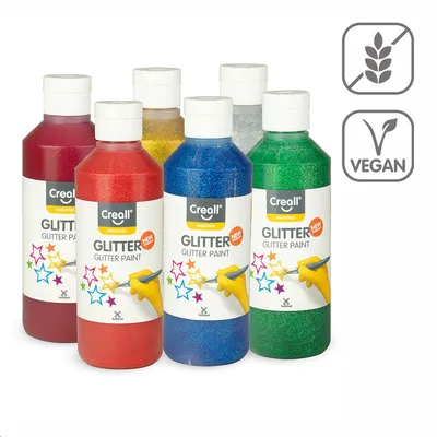 Immagine prodotto di Creall set di colori Glitter – 6 × 250 ml, colori assortiti