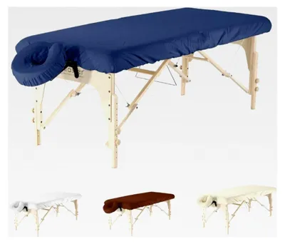 Produktbild von Massageliegenbezug Set aus Mikrofaser für Massageliege und Kopfstütze, Bezug 216x88 cm mit Kopfstützbezug 33x33 cm, Spannbezug für Massage (Blau)