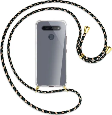 Produktbild von Handykette Backcover-Schutzhülle mit Band (Metall goldfarben) für LG K51S LM-K510 - camouflage