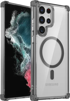 Immagine prodotto di Custodia magnetica per Samsung Galaxy S22 Ultra 5G compatibile con MagSafe, antiurto, protezione militare custodia trasparente nera