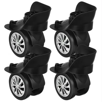 Produktbild von Kofferrollen, 4 Stück Universelle Ersatzrollen für Koffer, leise und abriebfest, Hartbodenrollen, 54mm, Schwarz