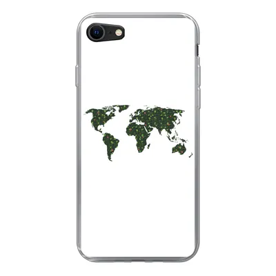 Produktbild von MuchoWow® Handyhülle Schutzhülle Hülle für iPhone 8 Weltkarte - Grün - Blätter Silikon Softcase Handy Hülle - Schutzhaube