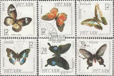 Produktbild von Briefmarken Vietnam 1965 Mi 405-410 (kompl.Ausg.) gestempelt Schmetterlinge