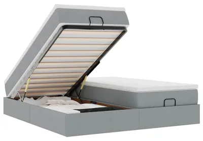 Produktbild von vidaXL Ottoman-Bett mit Matratzen Hellgrau 180x200 cm Stoff