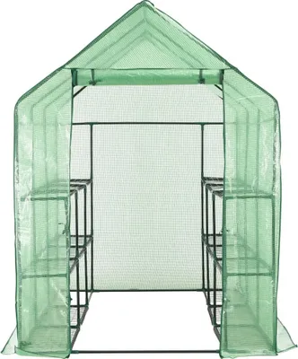 Obrázek produktu pro vidaXL Skleník Walk-in s 12 policemi ocel 143 x 214 x 196 cm