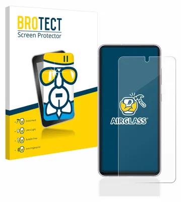 A product packaging for a screen protector, with a graphic of a stylized character wearing sunglasses, and a smartphone with a screen protector applied.