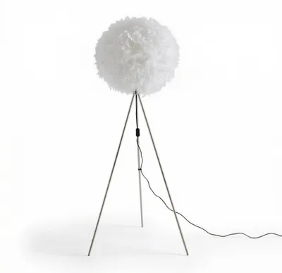 Produktbild von Stehleuchte Federkugel Ø40cm – Elegante Entenfeder-Stehlampe WEISS für stilvolles Ambiente | E27, H: 155cm