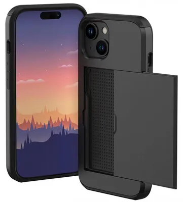 Imagen del producto de Funda Trasera con Ranura para Tarjetas para Apple iPhone 15 - Negro