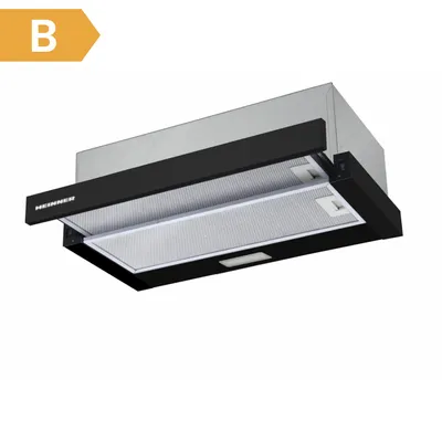 Produktbild von Heinner HTCH-F400BK Teleskop-Einbau-Dunstabzugshaube 60 cm, 358.4 m³/h, 2 Stufen, 65 W, Schwarz