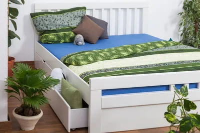Produktbild von Weißes Buche Schubladenbett 180 x 200 cm Weiß