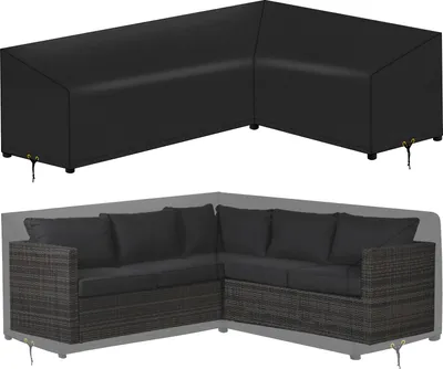 Produktbild von Abdeckplane Wasserdicht Gartenmöbel,Gartenmöbel Abdeckung Wasserdicht,Abdeckung Winterfest,Abdeckplane L form für Balkonmöbel,270x200x78x83cm,600D