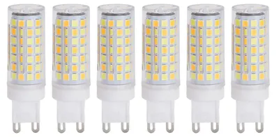 Obrázek produktu pro 6 ks žárovek 90LED G9, 9 W, 220 V, stmívatelné, s měkkým teplým bílým světlem, pro lustry, stropní a nástěnné osvětlení