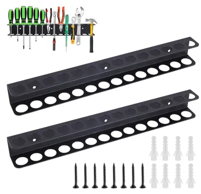 Imagen del producto de Soportes de pared para herramientas, juego de 2 unidades, 40 cm, para destornilladores y alicates, ideales para talleres