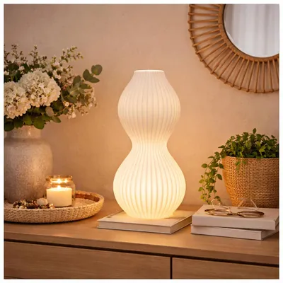 Produktbild von Tischlampe Keramik weiß mit Rillen 18 x 40 cm formano