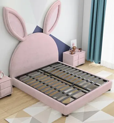 Produktbild von Jugendbett Kinderbett Mädchen Mädchenbett Rosa Romantic Kinderzimmer Hase 1200*1900mm /W979B 1.2*1.9/