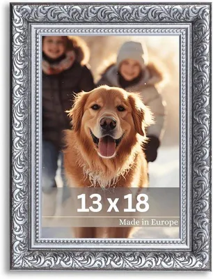 Immagine prodotto di Cornice barocca antica in vetro vero, 13x18 cm, cornice nero-argento