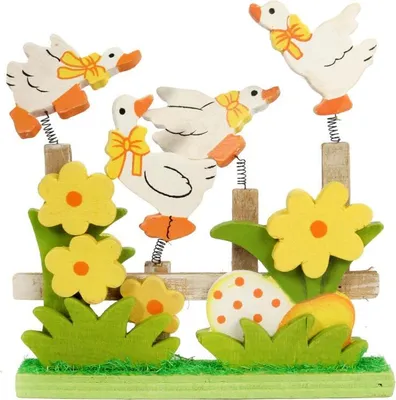Image de Canards Sur Une Clôture Décoration En Bois 17 Cm