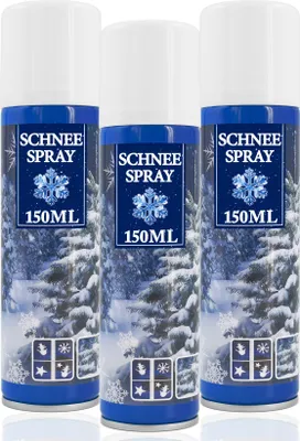 Produktbild von 3x Kunstschnee - Spraydose mit Dekoschnee - Schneespray Weihnachten - Sprühschnee Snowspray Fensterspray Schnee Spray Deko Schnee 150ml
