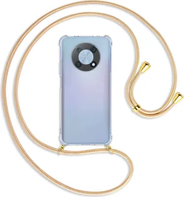 Produktbild von Handykette Backcover-Schutzhülle mit Band (Metall goldfarben) für Huawei nova Y90 4G (6.7'') - Goldkordel