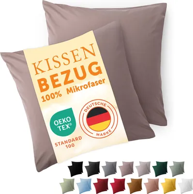 Image de Blumtal taie d'oreiller 50x50 cm en lot de 2 douce - Housse de coussin 50x50 cm - Taupe