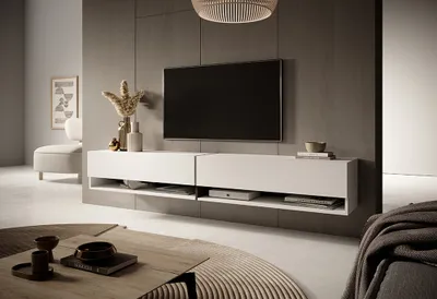 Produktbild von Selsey TV-Lowboard Mirrgo Weiß mit Graphite Einsätzen, 200 cm breit