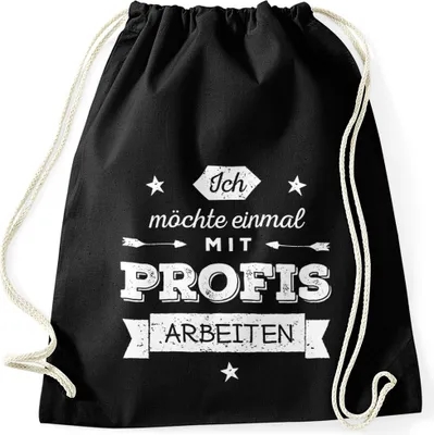 Produktbild von Turnbeutel Ich möchte einmal mit Profis arbeiten Moonworks® schwarz unisize