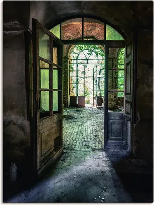 Produktbild von ARTland Leinwandbild Lost Place - alte Tür Fenster Größe: 45x60 cm